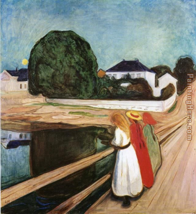 The Girls on the Bridge painting - Edvard Munch The Girls on the Bridge art painting